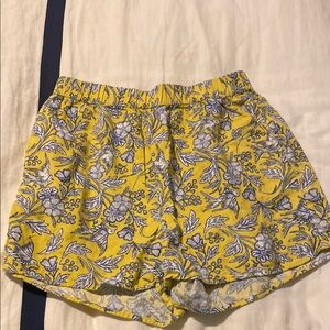 Floral Yellow and Blue Women's Shorts